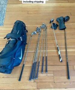 Taylormade and Callaway golf clubs with bag.